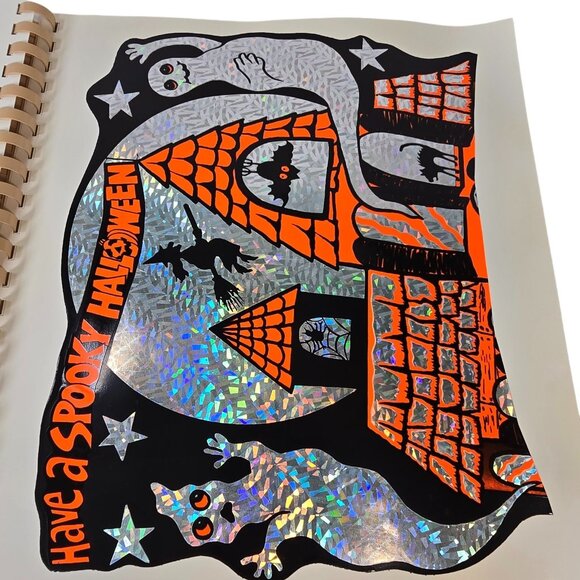 Vintage Halloween Window Clings Book Vinyl Stickers Glow in the Dark Christmas - Picture 11 of 16